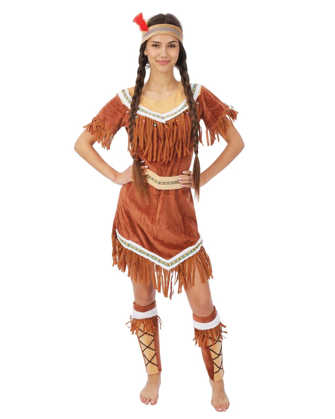 P'TIT CLOWN - Indianerin Kostüm Frau - Kostüm für Erwachsene - Perfekt für Karneval, Kostümpartys und Themenveranstaltungen - Vollständig und realistisch - Polyester