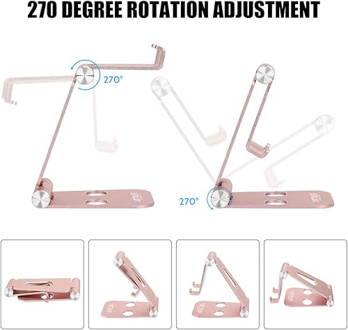 Miniatura 10 de Urmust Soporte de teléfono celular para escritorio, soporte plegable ajustable para teléfono para oficina, base de escritorio portátil compatible