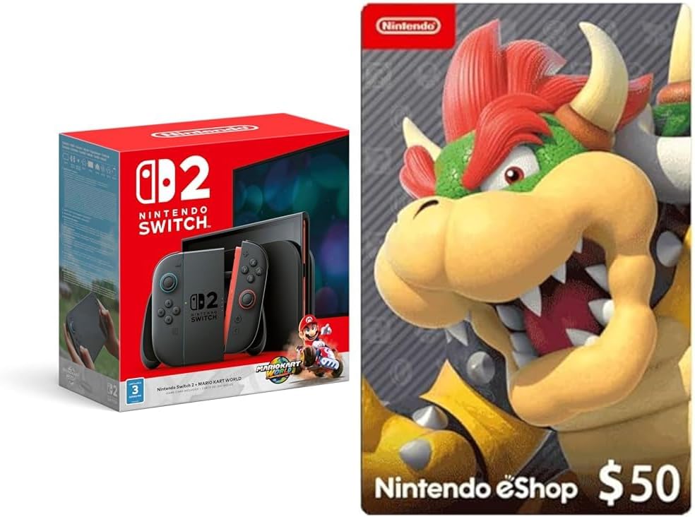 Nintendo Switch 2 Console Bundle with Mario Kart World Game Cartridge [UAE Version] with eShop $50 Digital Card