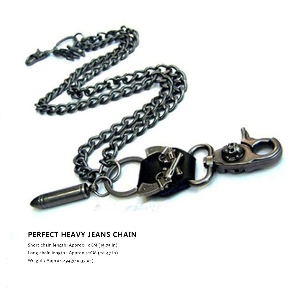 Wallet Chain for Men Biker Hip Hop Punk Skull Gun Bullets