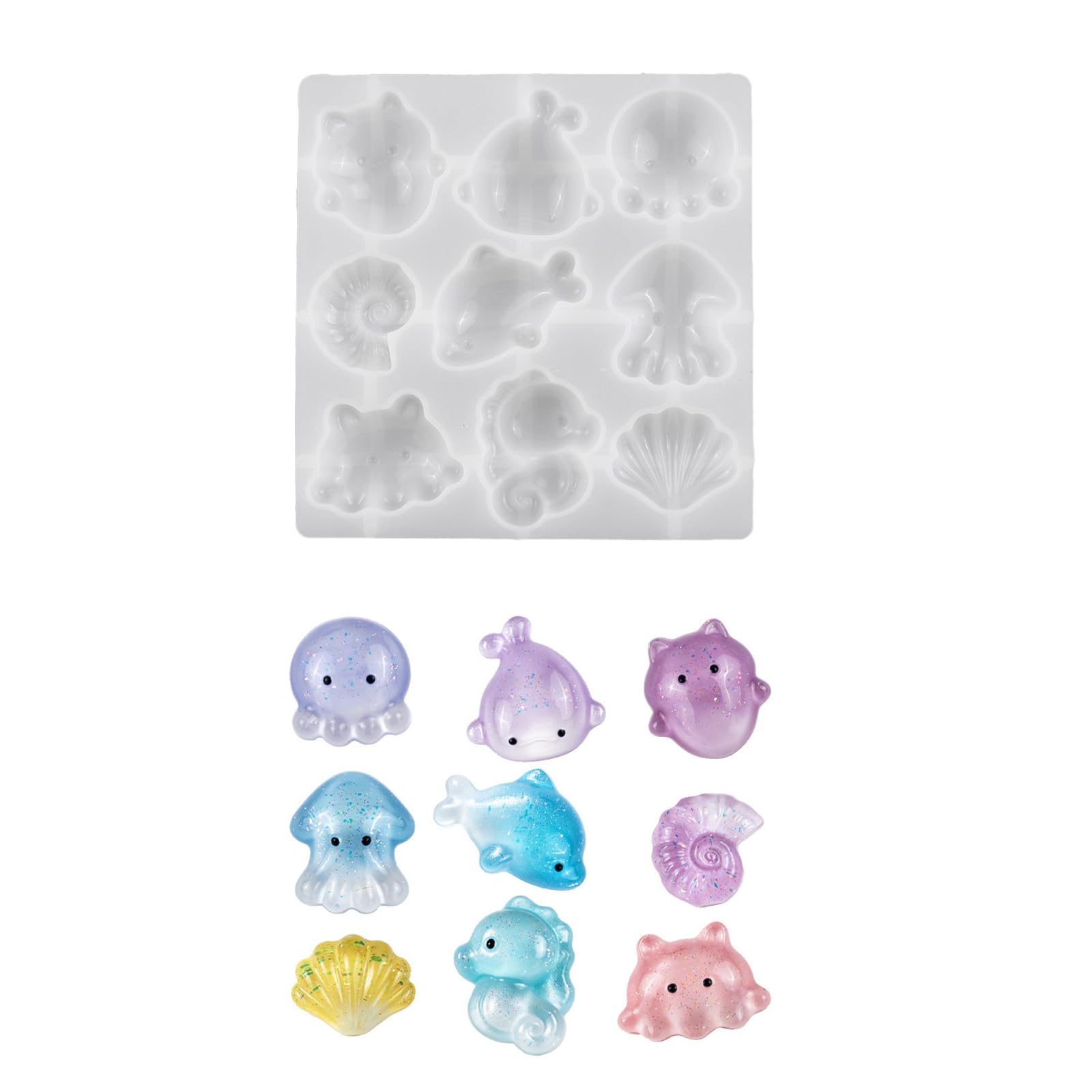 Xjdzineq Silicone Set for Making Unique Resin Keychains and Pendants in Marine Themes Keychain