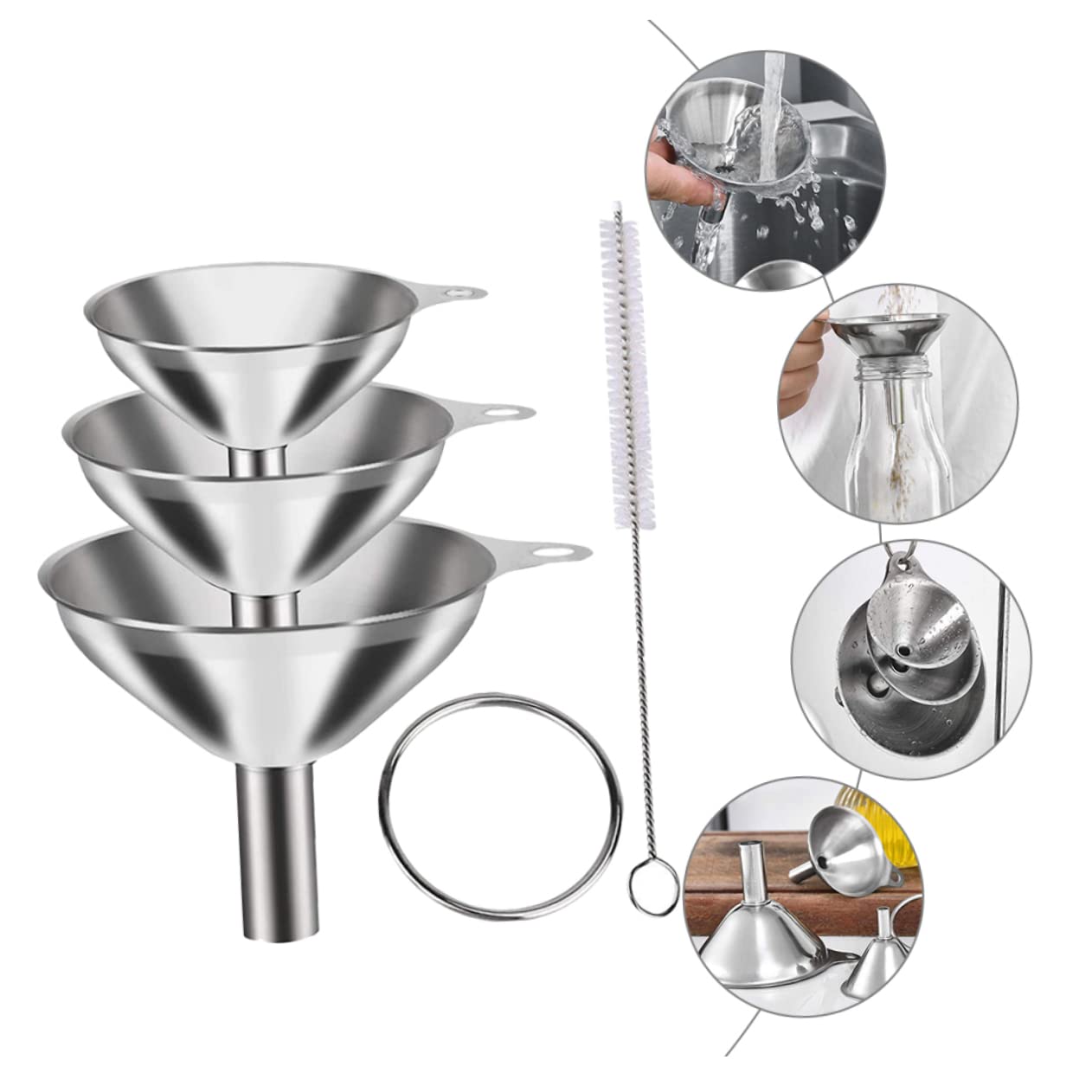 Juego de Embudos de Acero Inoxidable 1 Set para Cocina