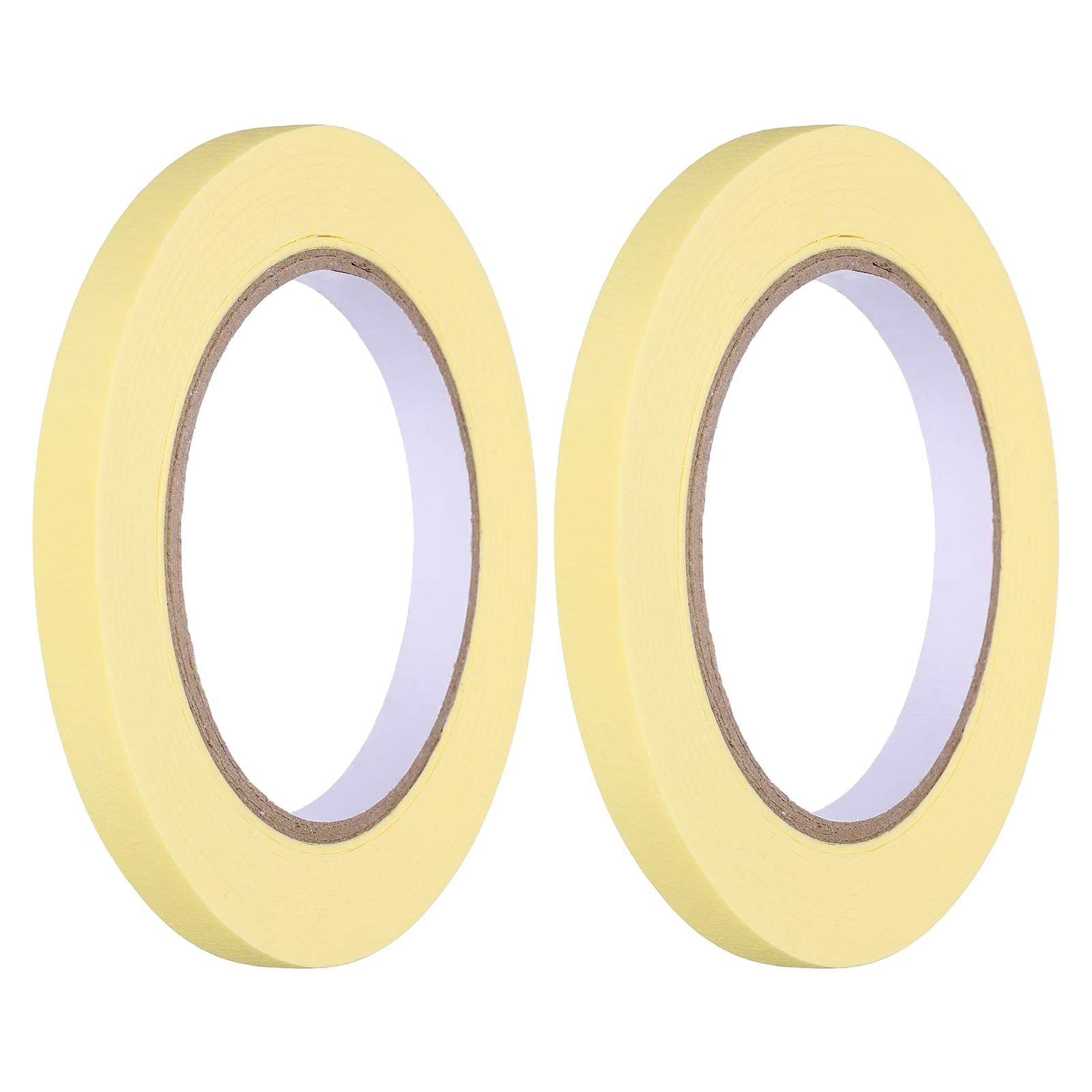 sourcing map 2pcs 12mm x 50 m Colored Masking Tape Universal Crepe Paper Colorful Masking Painter Tape for Art Drawing DIY Handcraft Labeling Sealing, Yellow