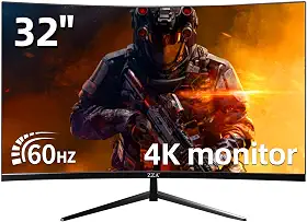 ZZA - Monitor de jogos curvo de 32 polegadas, tela VA 60Hz 4K UHD (3840 x 2160P), 3000R, monitor de computador, compatível com AMD Freesync, 120% sRGB, instalações integradas para