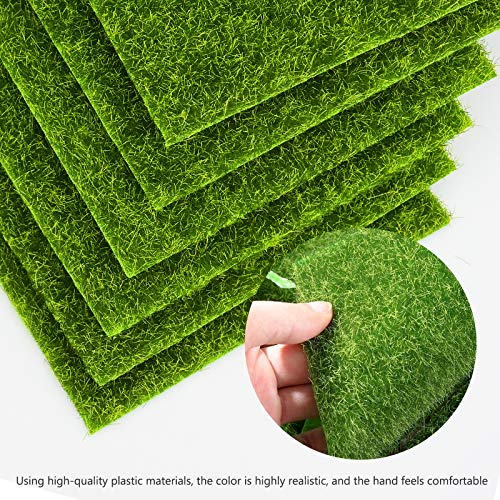 6 stuks kunstgras gras tegels 15 x 15 cm synthetisch gras gazon astro tuin gazon hoge dichtheid nep gras gras mat patch tegel - donkergroen - Image 3