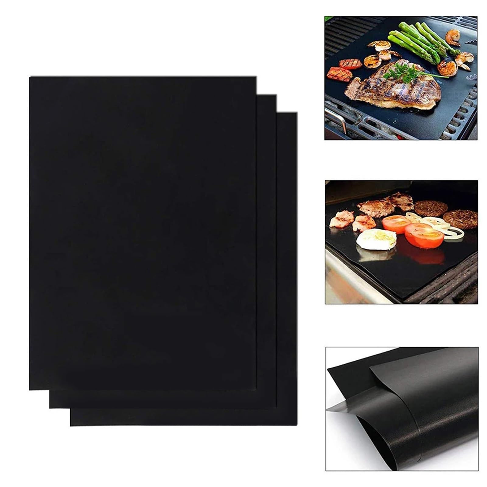 Ofenmatte 4 Stück Ofenmatte, wiederverwendbare Backunterlage, Outdoor, Camping, Picknick, Antihaft-Grillmatte for Ofen und Mikrowelle
