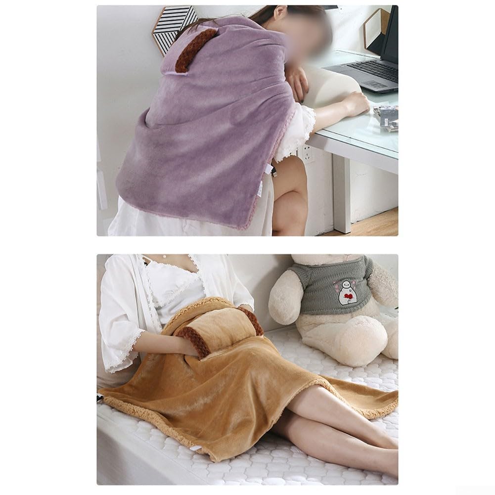 Coperta riscaldante elettrica USB, in flanella, morbida e calda, per ufficio, casa, viaggi, laptop, power bank, portatile, lavabile in lavatrice, 60 x 80 cm, temperatura costante