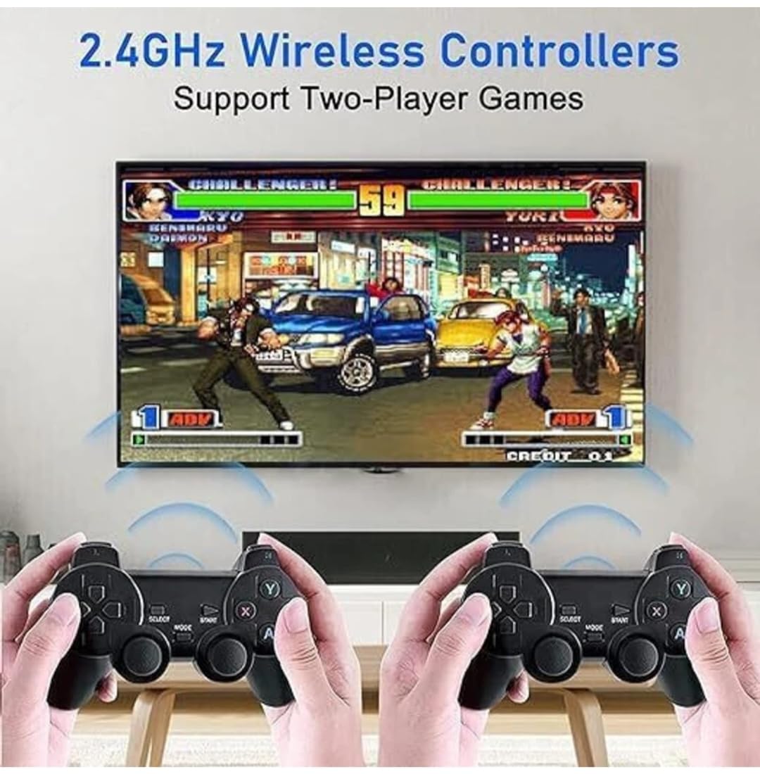 4K Retro Game Console with 10000+ Games, 2.4GHz Wireless Controllers, 64GB Memory Card, HDMI Plug & Play, Two-Player Support, Classic Video Gaming System for TV 2