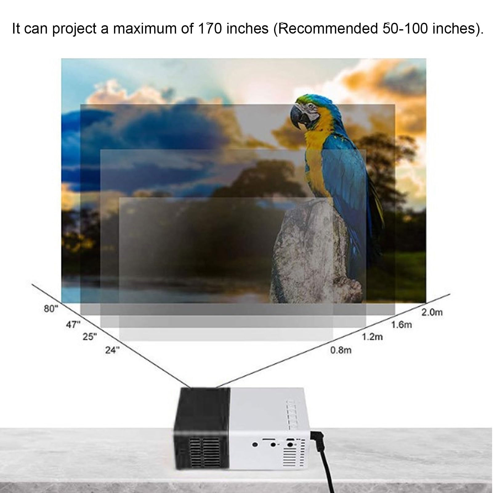 Mini Proyector, Proyector Portátil Proyector de Películas HD 1080P Proyector de Video LED Pico para Interiores y Exteriores Compatible con TV Stick, HDMI, USB, AUX (Enchufe