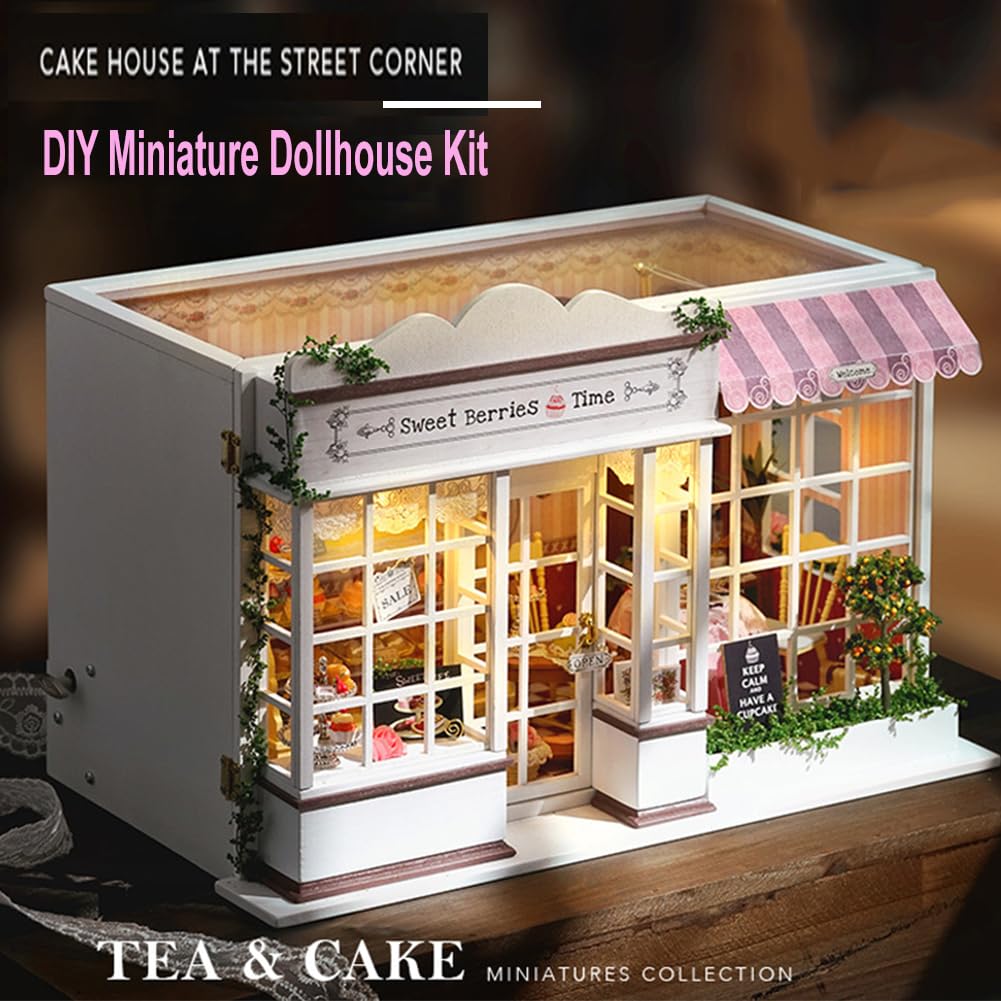 DIY Miniatur Puppenhaus Kit, Sweet Berries Time Theme 3D Holzpuzzle Tiny House Kit Hobbys für Frauen Erwachsene Handwerk Geschenke/mit Staubschutz