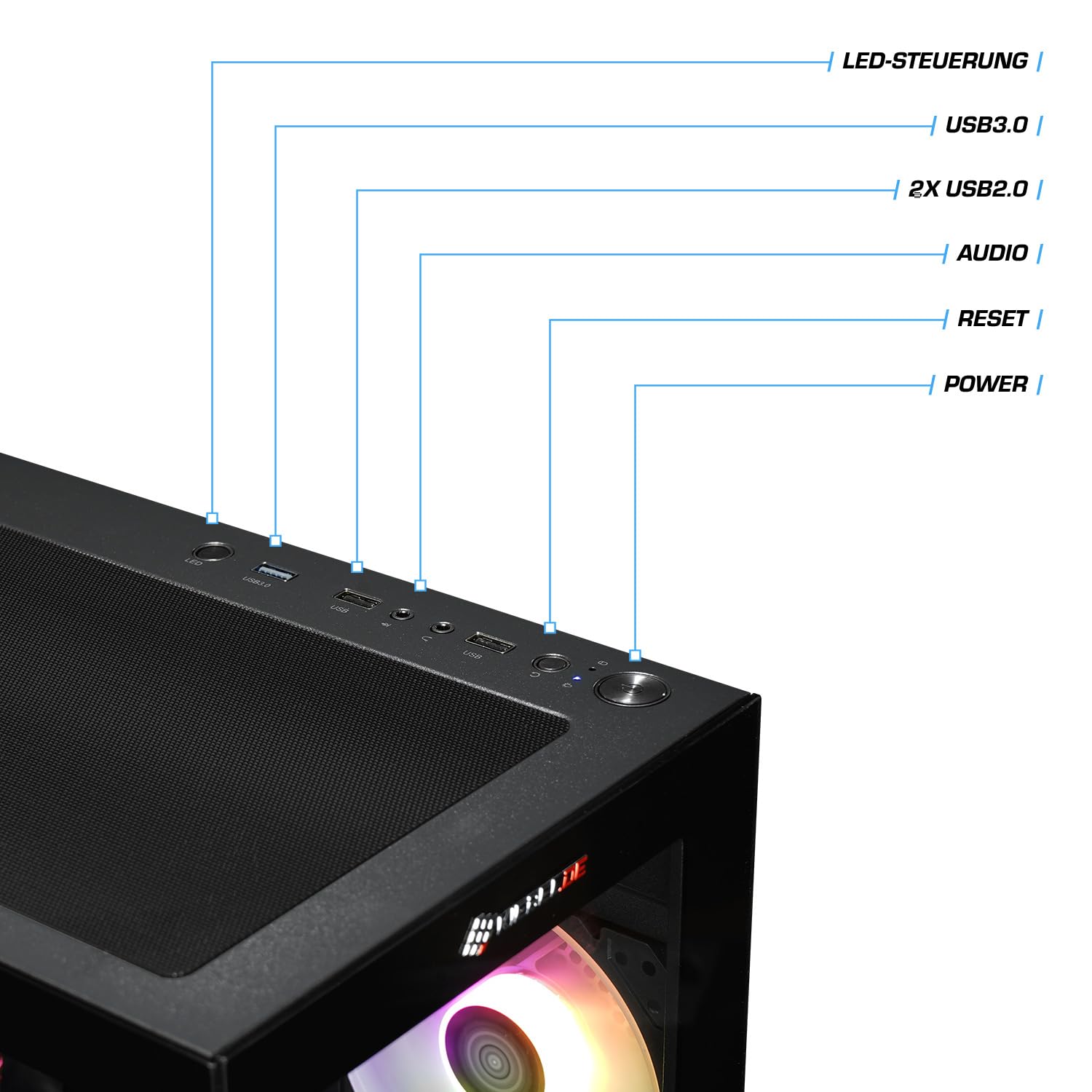 Kiebel Gaming PC Invader XS V AMD Ryzen 7 5700X, 32GB DDR4, GeForce RTX 5060 8 GB, 1TB M.2 SSD, WLAN, Bluetooth, Windows 11 [187170]