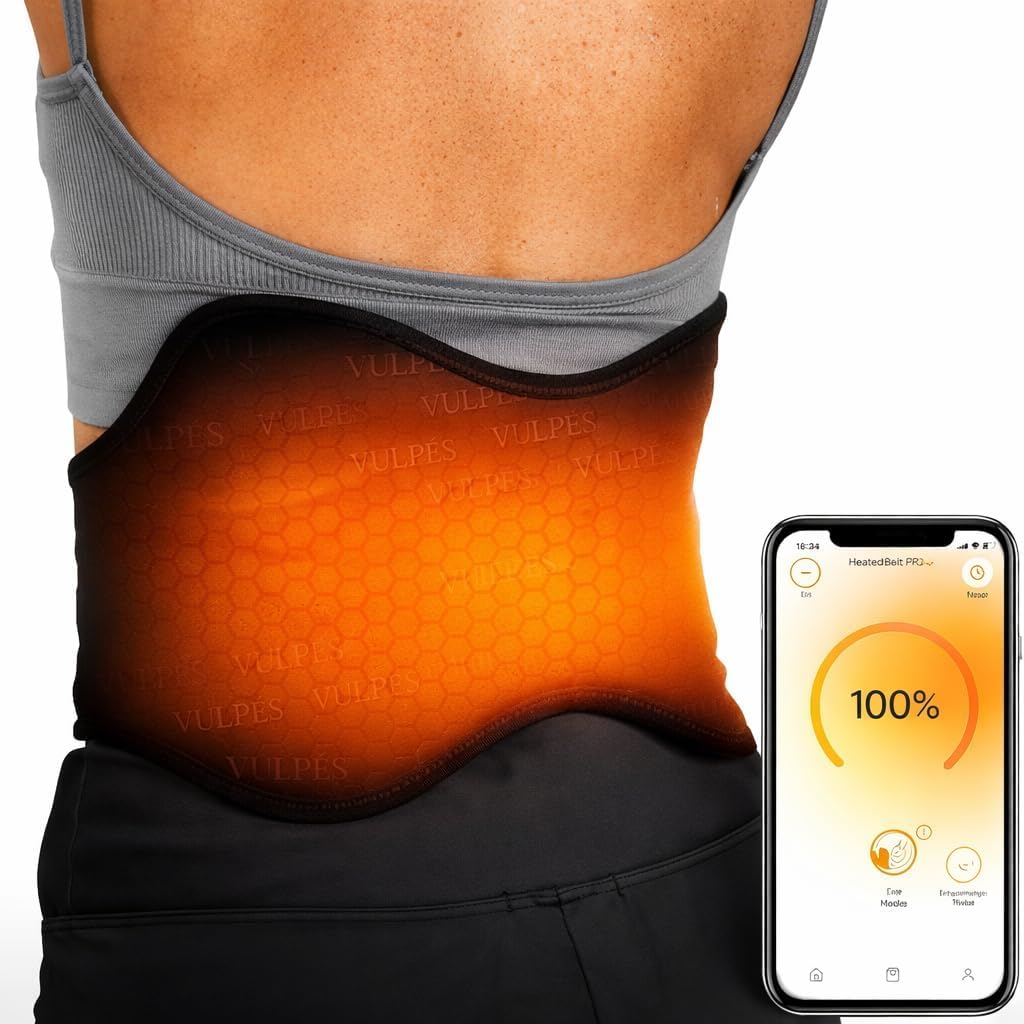 Vulpés HeatBelt Pro 10 – Cinturón Calefactable con Calor Profundo Infrarrojo para Sspalda, Riñones y Pelvis | Material de Bambú Suave con la Piel | Batería 10.000 mAh