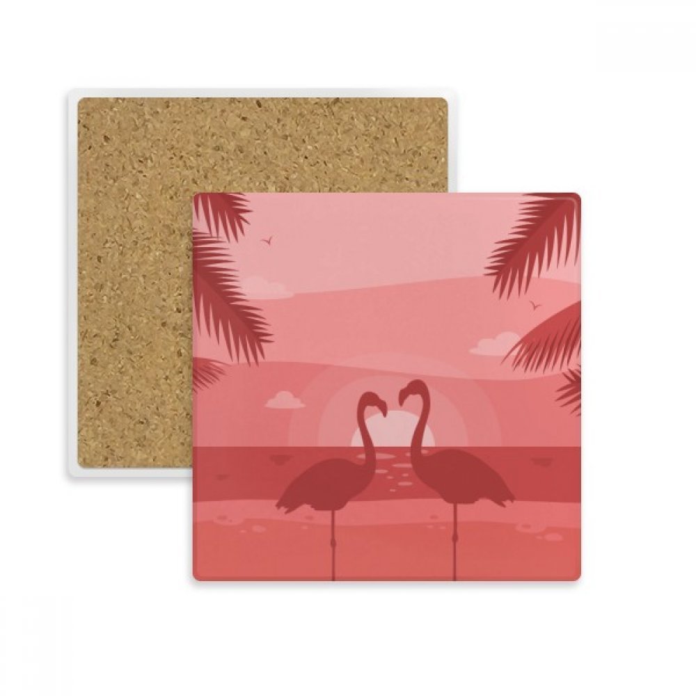 Dessous de verre absorbant en pierre avec flamant rose chic pour verre et tasse Lot de 2