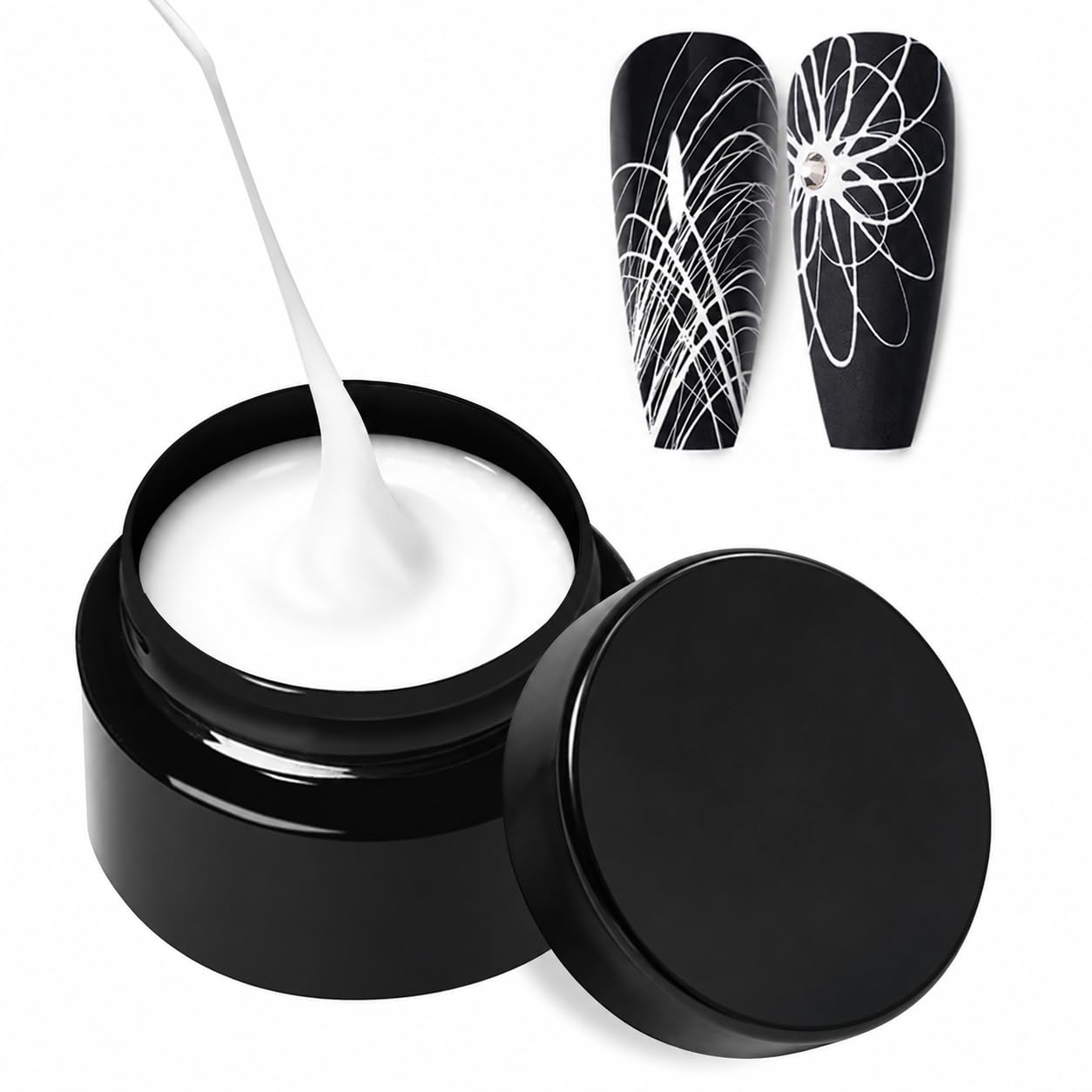 White Spider Gel for Nail Art, Wire Drawing UV LED Soak Off Gel Polish for Fine Lines, Spider Web, French Tips & Abstract Nail Designs, Professional Salon & DIY Manicure-image-21