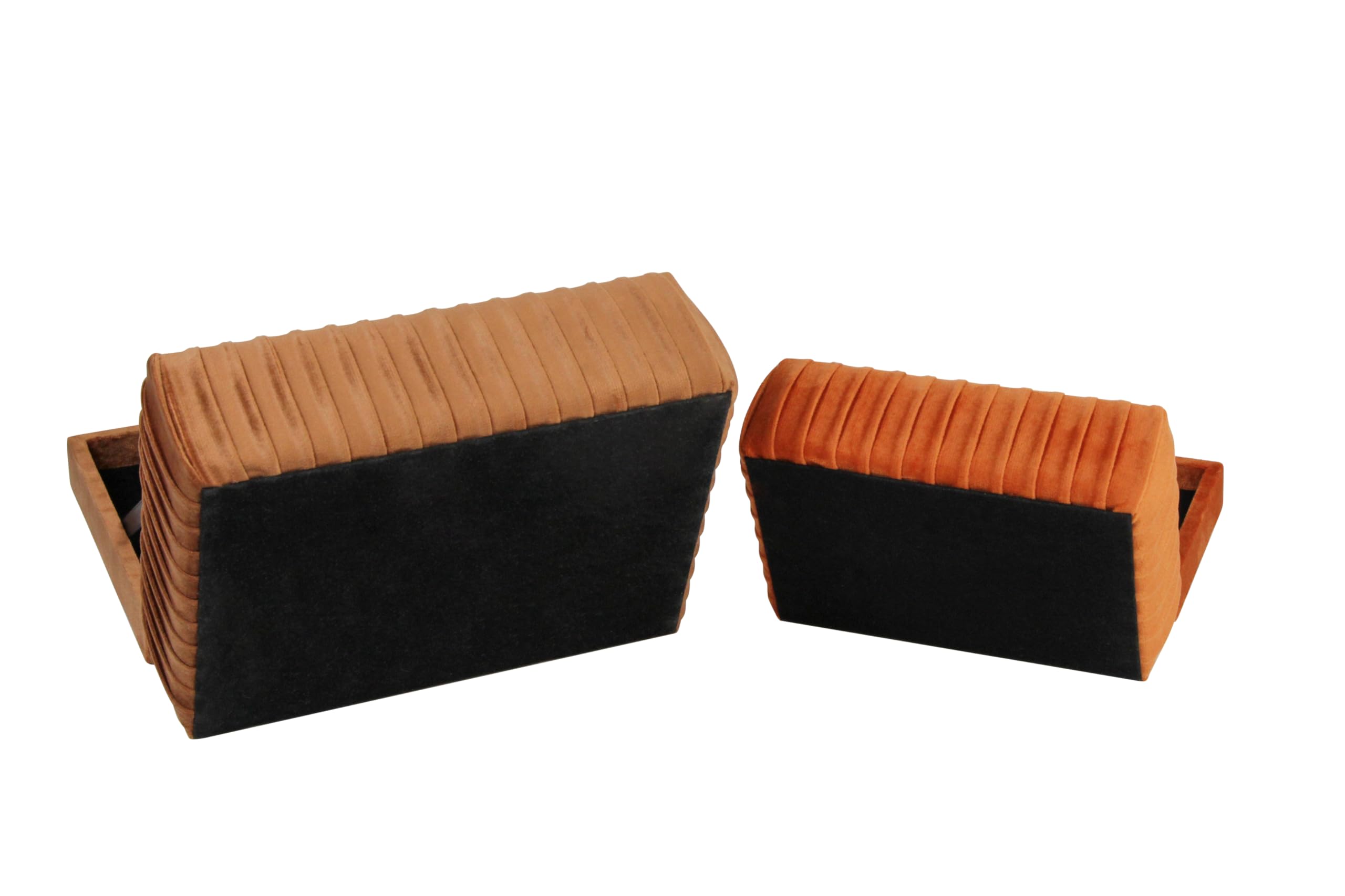 HofferRuffer Dekorative Samt-Boxen, Schmuckkästchen, Aufbewahrungsboxen, Zubehör-Organizer-Boxen mit elegantem Griff-Dekor, klassisches Samt-Set, 2 Stück (braun)