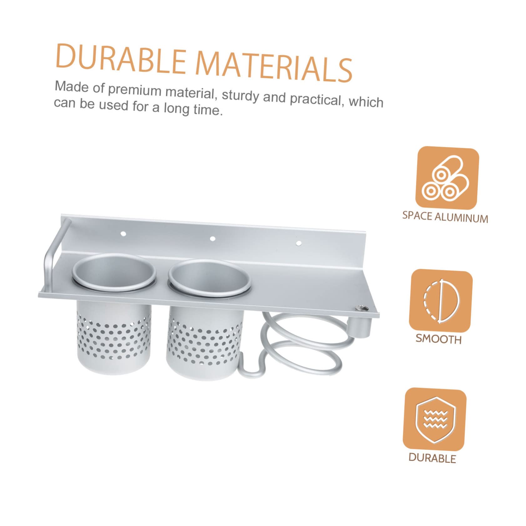 IWOWHERO Strong Load-bearing Wall-mounted Hair Dryer Rack Hair Tools Organizer No Fall Easy Install for Bathroom