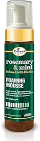 Difeel Mousse espumante de alecrim e hortelã, 227 g - infundida com biotina, fixação de nível 6 para cachos, tranças, linhas e muito mais