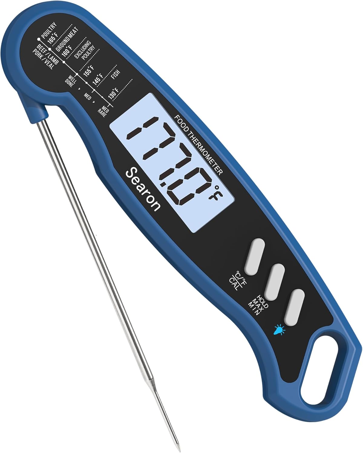 Searon Meat Thermometer,Digital Food Thermometer with Instant Read Out,Backlight and Waterproof,Kitchen Thermometer for BBQ Grilling, Smoker, Baking Turkey