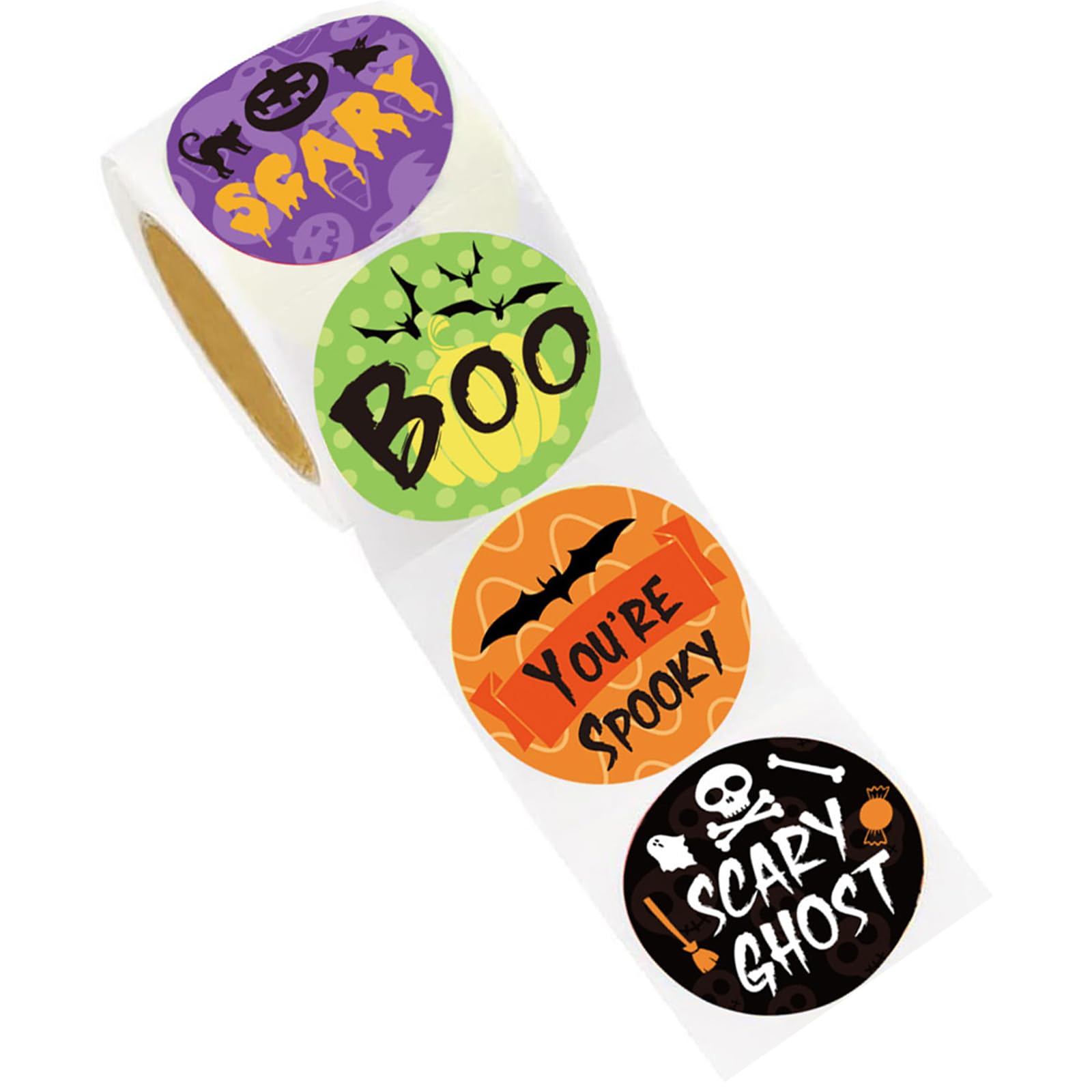 500Pcs Halloween Sticker for Candy Bags Adhesive Seal Label Envelope Paster with Scary Ghostly Pumpkins Bat Designs Halloween Sealing Sticker