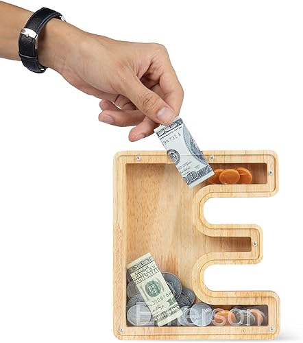 Miniatura 3 de Alcancía de madera personalizada para niños y niñas, con nombre personalizado, alcancía de 26 letras, regalo de Navidad y cumpleaños para niños y