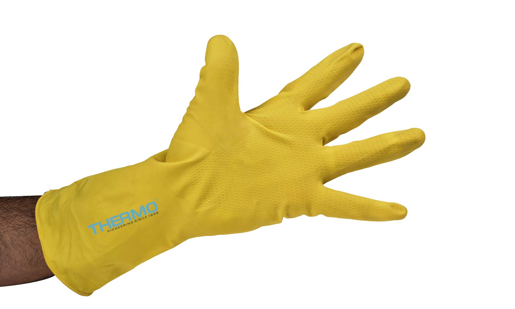 THERMO Imported (made in malaysia)- Pure Latex Soft Hand Gloves, Flexible, Durable, Premium Non-Slip Grip Tapered for Snug fit used for Industrial/Household/Kitchen/Washing/Chemical