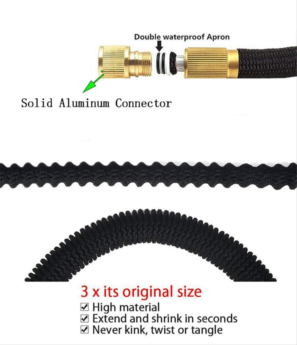 Manguera De Jardín De Látex Doble Manguera Flexible Extensible Riego por Goteo Lavado De Automóviles A Alta Presión Mangueras De Riego Mágicas Tubo Juego De Jardinería 45m Negro