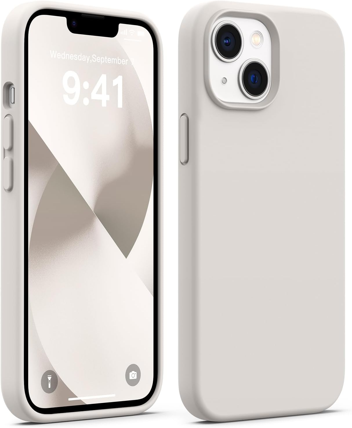 AOTESIER Compatible with iPhone 13 Case, [Silicone Slim Series] Full Body Shockproof Protective Phone Case with Soft Anti-Scratch Microfiber Lining, 6.1 inch, Stone