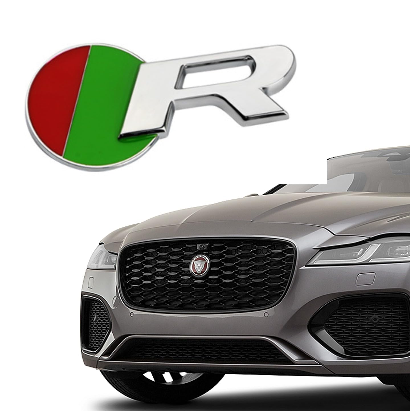R-Dynamic Sports 3D Badge,Car Body Trunk Fender Front Grille R-Sport R S Emblem Logo Sticker,Special Vechicle Symbol Compatible with Jagvar Accessories(R-Sports Chrome Grille)