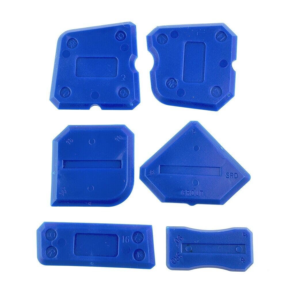 6 Pcs Profiling Finishing Tool, Fugi Kit, Silicone joint Smoother Portable Blue Former Sealant Tool Kit, Multi-Edge Silicone Applicator Mastic for Kitchens, Bathrooms, tile