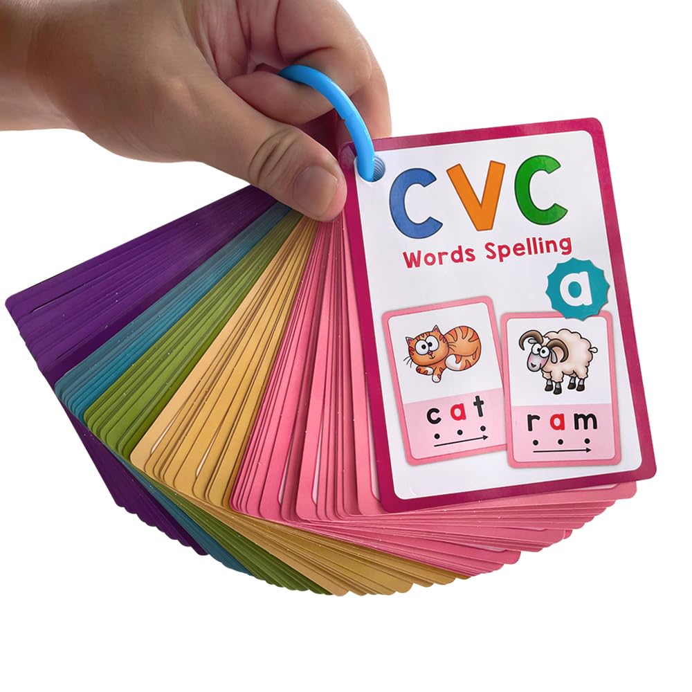 Lachilly Montessori CVC Words Flashcards Short Vowel Reading Letters Sorting Spelling Word English Cards CVC Beginning Phonics Word Builders Toddler Learning Toys 130 Words - Image 7