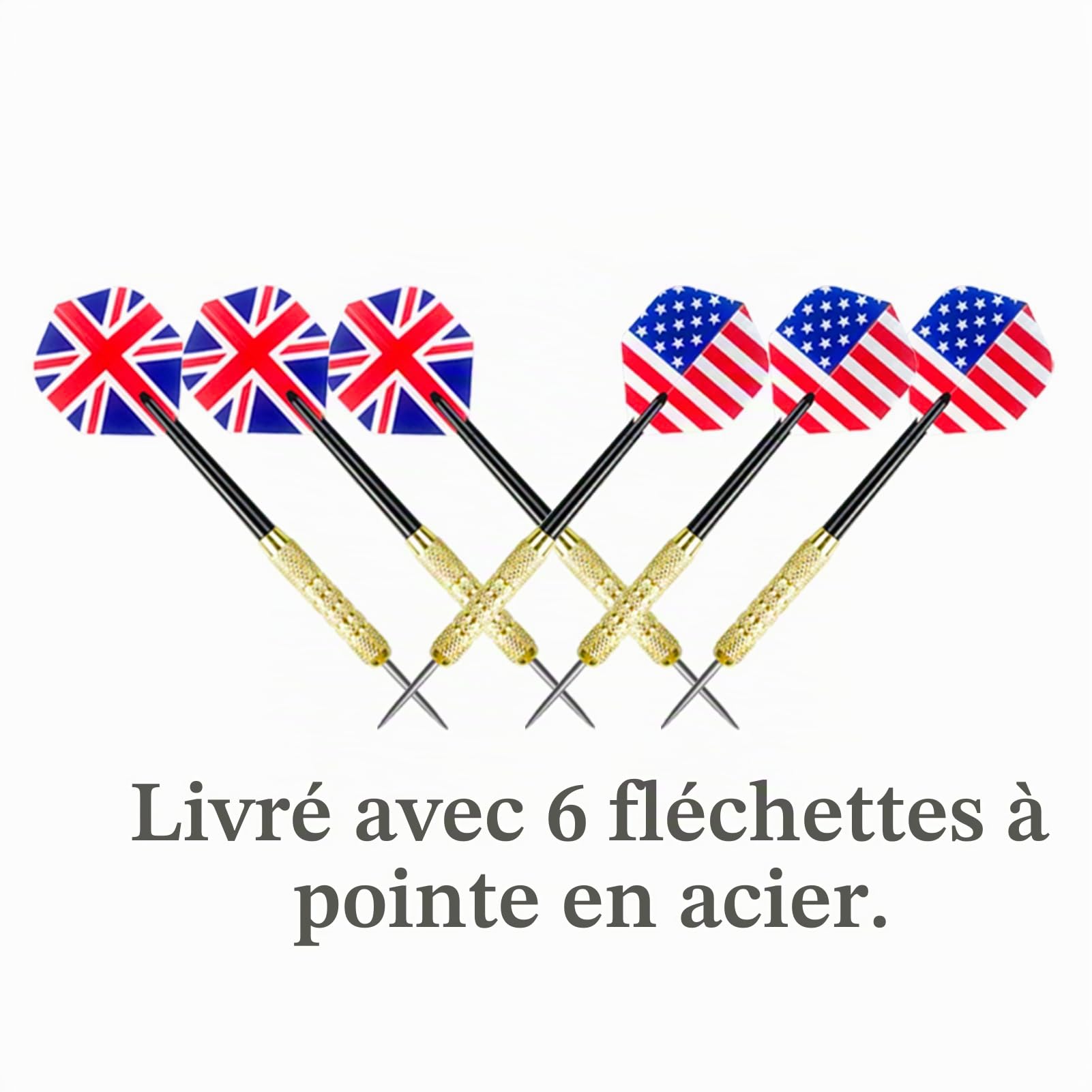Jeu de fléchettes en sisal à poils professionnels internationaux Ø18''/45cm 4,5kg Épaisseur 4cm avec 6 fléchettes en acier