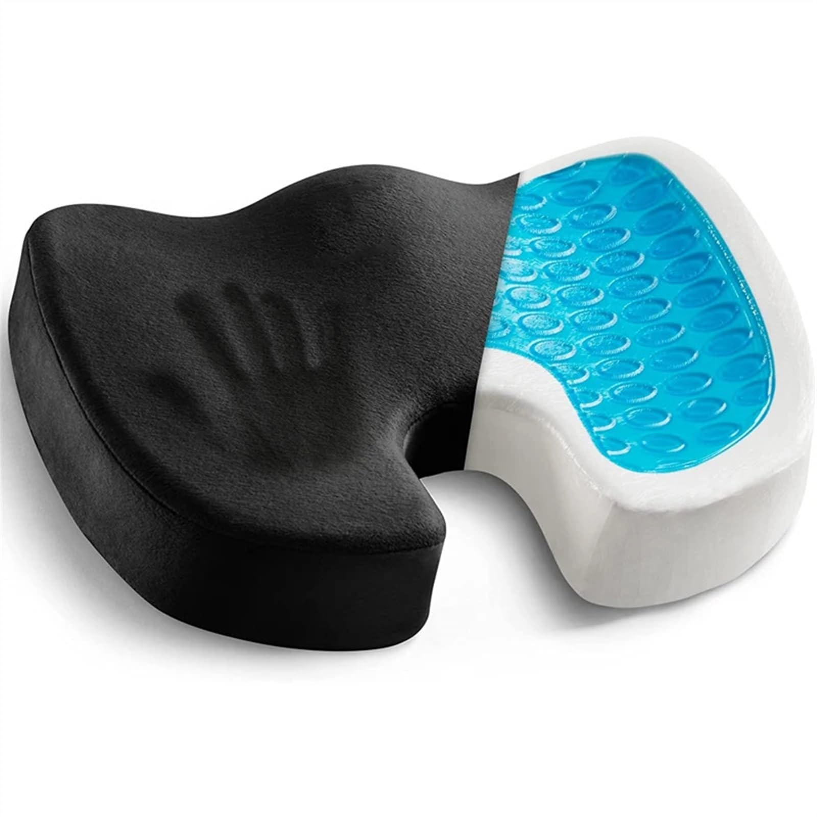 Cojín para coxis Cojín de Asiento Cojín de Gel, Espuma viscoelástica, cojín para coxis, cojín para Silla de Oficina, cojín para Coche(Black)