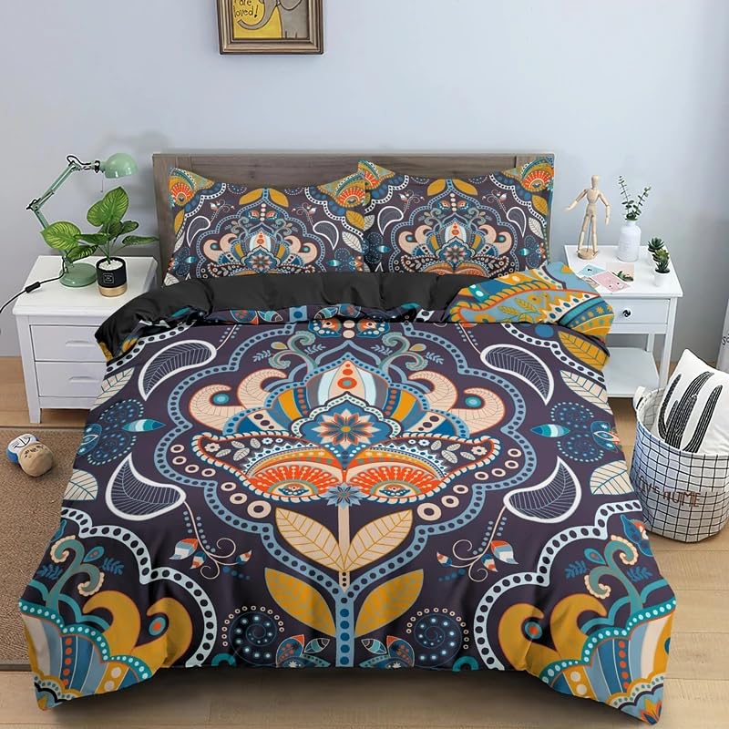 Cadeau personnalisé garçons filles avec la parure de couette 90x190 mandala bleu