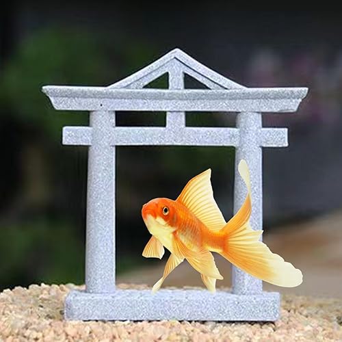 Miniatura 4 de livelyfish Decoraciones japonesas para pecera, decoración asiática de acuario Torii, adorno de puerta de Torii, santuario japonés, pagoda oriental,