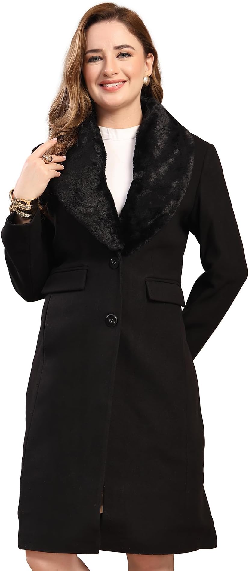 Winterwear Black Solid Longline Womens Coat