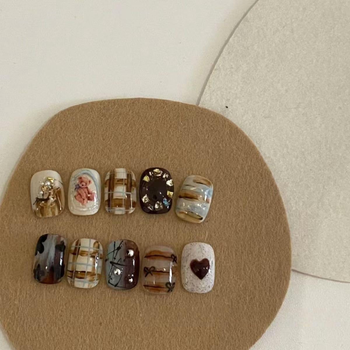 junweideyi Handmade press on nails Bling Press on Nails Fake Nails Tips Full Cover False Gradient Nails for Women and Girls 10PCS (style 4/S, )