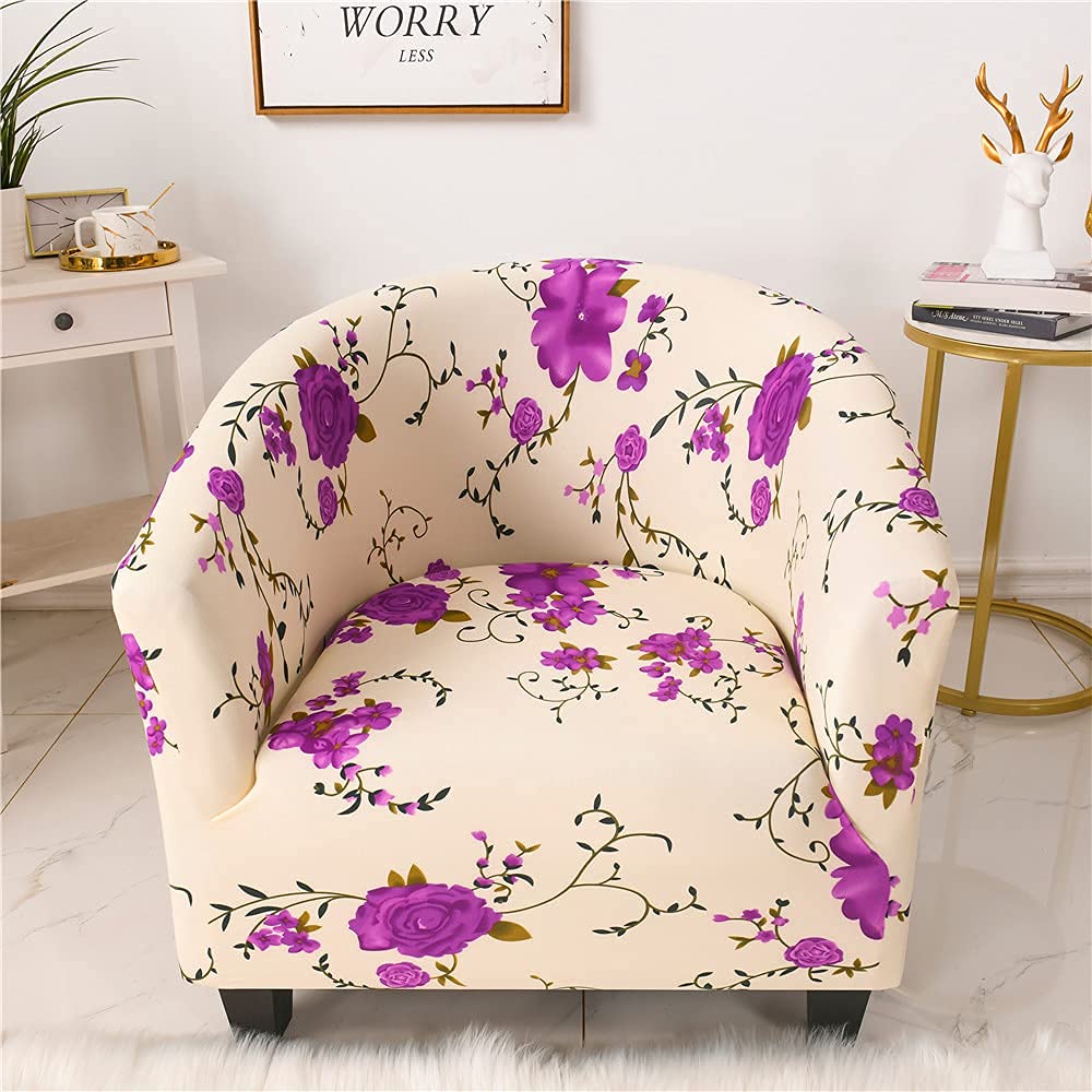 Stretch Fitted Tub Chair Slipcover for Armchairs,Beautiful Printed Club Sofa Cover,Elastic Furniture Protector Cover for Bar Counter Home