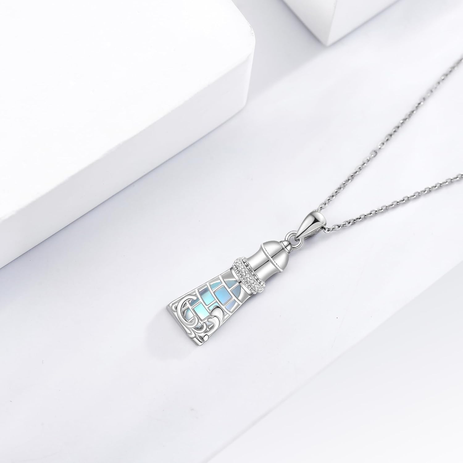 Lighthouse Necklace 925 Sterling Silver Lighthouse Moonstone Pendant Lighthouse Jewelry Gift for Women - Image 3