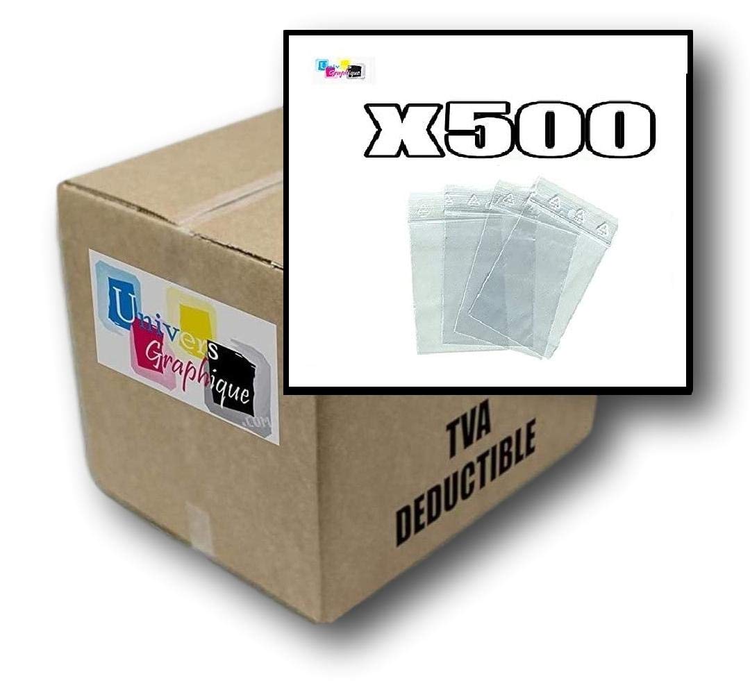 Lot de 500 Sachets 220 x 280 mm fermeture zip Transparent - Sachet fermeture zip 22 x 28 cm 50µ sac plastique compatible alimentaire et congélation de marque UNIVERS GRAPHIQUE REF UGS18-500