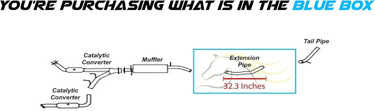 Exhaust Extension Pipe Compatible for 2003-2006 Lincoln Navigator 5.4L | Stainless Steel | Northeastern Exhaust | Free Clamps Included | Direct-Fit Replacement