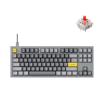 Keychron Q3 QMK/VIA Wired Custom Mechanical Keyboard, Full Aluminum Tenkeyless Layout 87 Keys, Programmable Macro with Hot-swappable Gateron G Pro Red Switch, Compatible with Mac Windows Linux (Grey)
