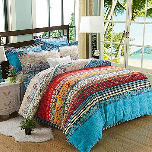 Alicemall 4 Teilig Idyllisch Bettwäsche Set Bettbezug 240x220cm 100% Baumwolle exotisch Vintage Stil Cover
