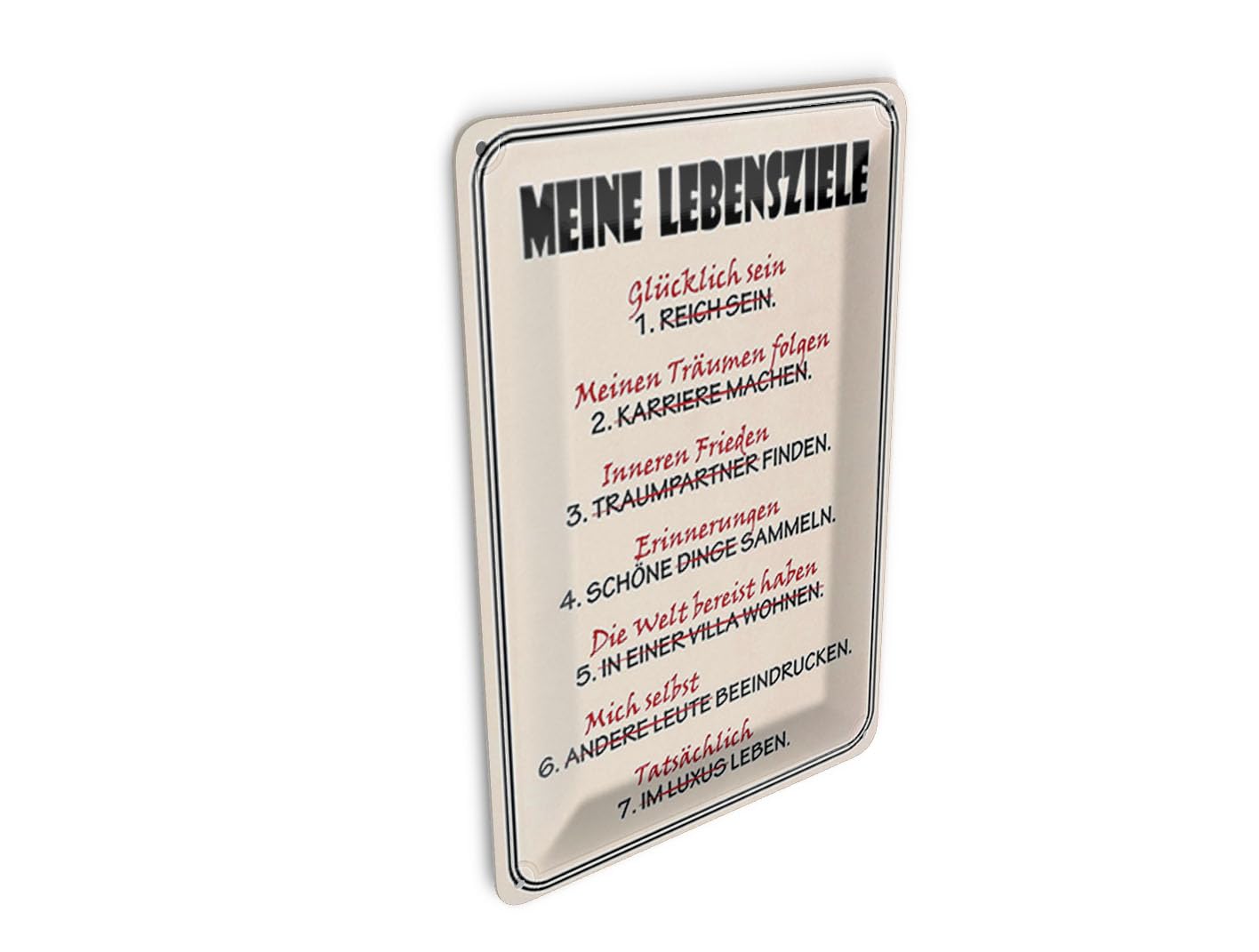Femer Tin Postcard with Saying 10 x 14 cm My Life Goals Happy Decorative Sign
