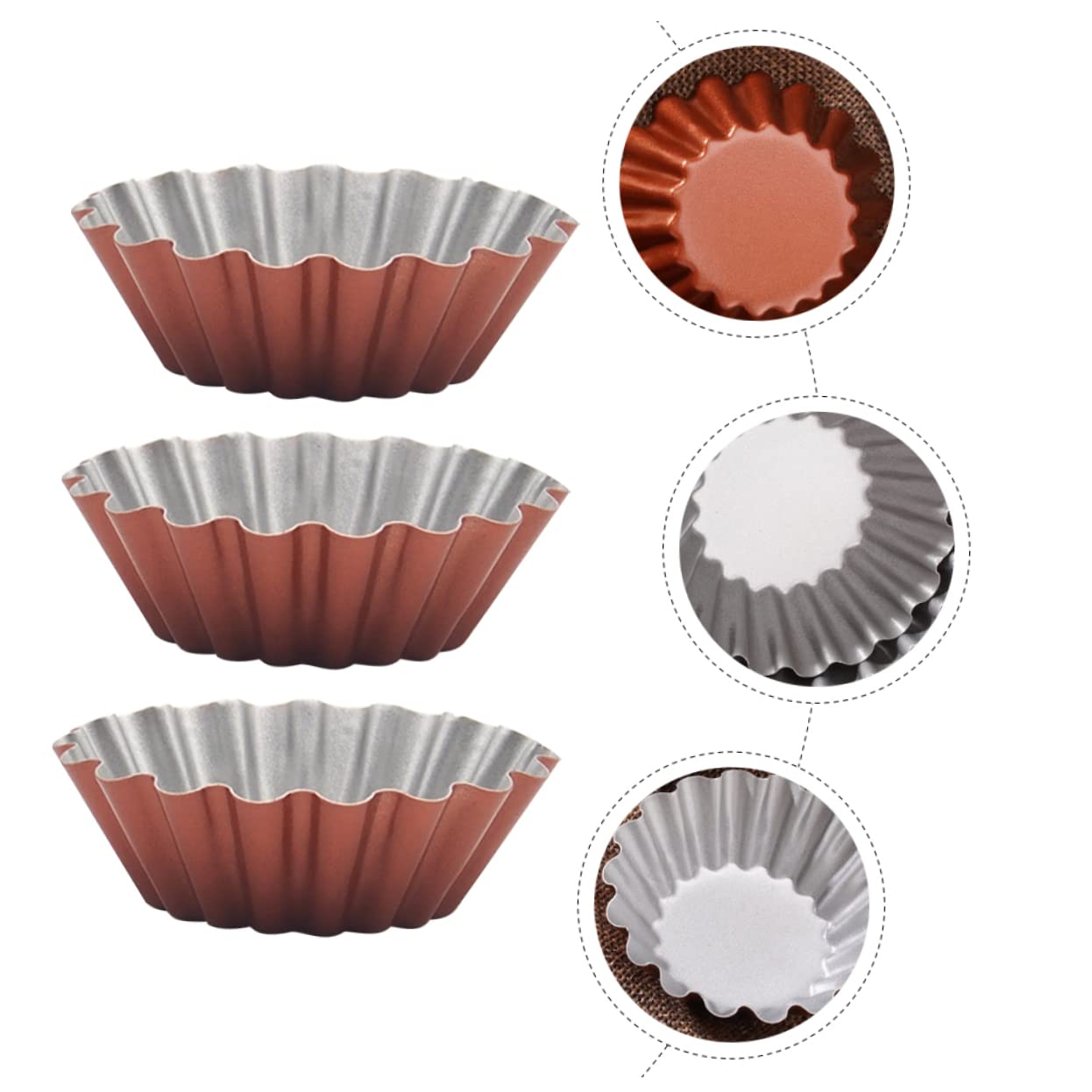 TOPBATHY 3 Juegos Molde Redondo Para Tarta De Huevo Taza Para Hornear Panecillos Domésticos Molde Casero De Gelatina Conveniente Molde De Budín Brown Acero De Alto Carbono 6 Piezas * 3