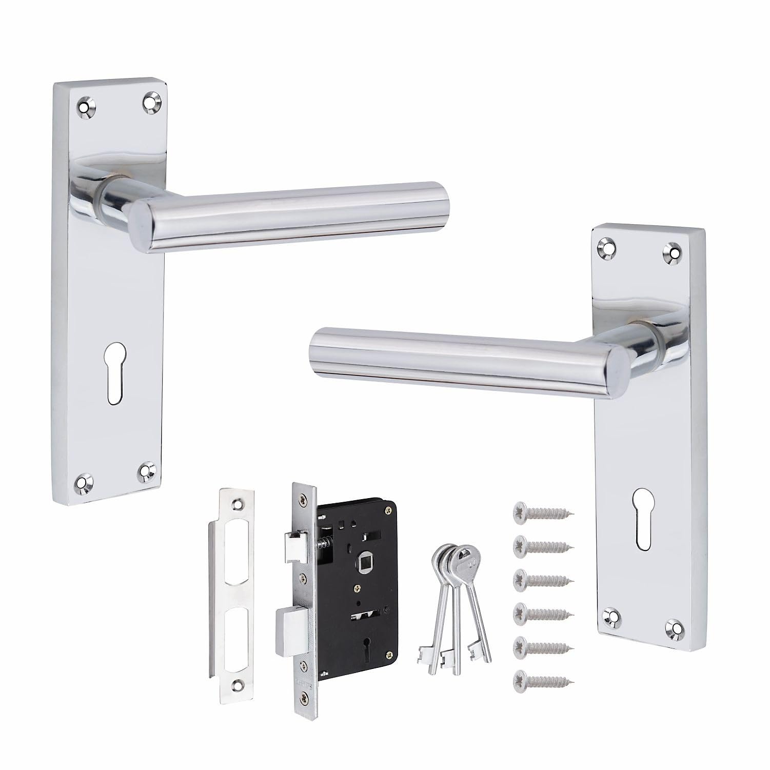 Golden Grace Victorian T-Bar Door Handle - Polished Chrome - Straight Lever - 64mm