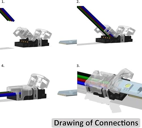 Miniatura 3 de Griver conector 4 pines para tira de luces led impermeable 5050, de conexión rápida por cable