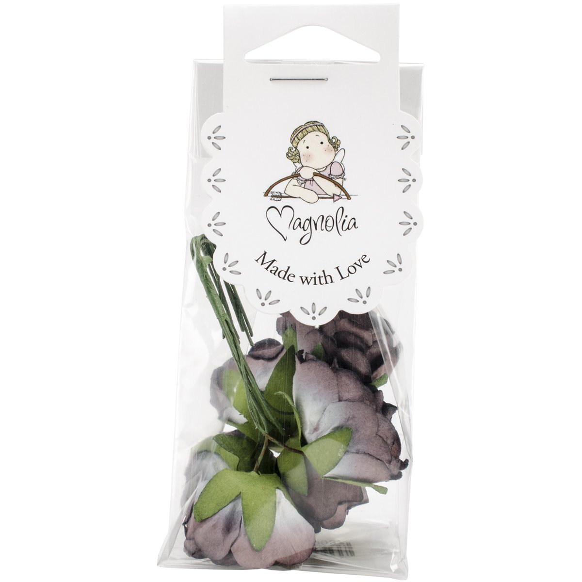 Magnolia Shabby Chic Paper Roses, Mahogany, 6-Pack