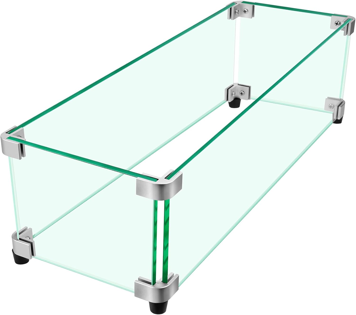 Fire Pit Wind Guard, 23.5" x 7.5" Square Tempered Glass Wind Shield for Firepit & Fire Table, Thick Glass and Easy Installation with Included Tools, Airflow Management for Stable Flame 23.5*7.5 Inch