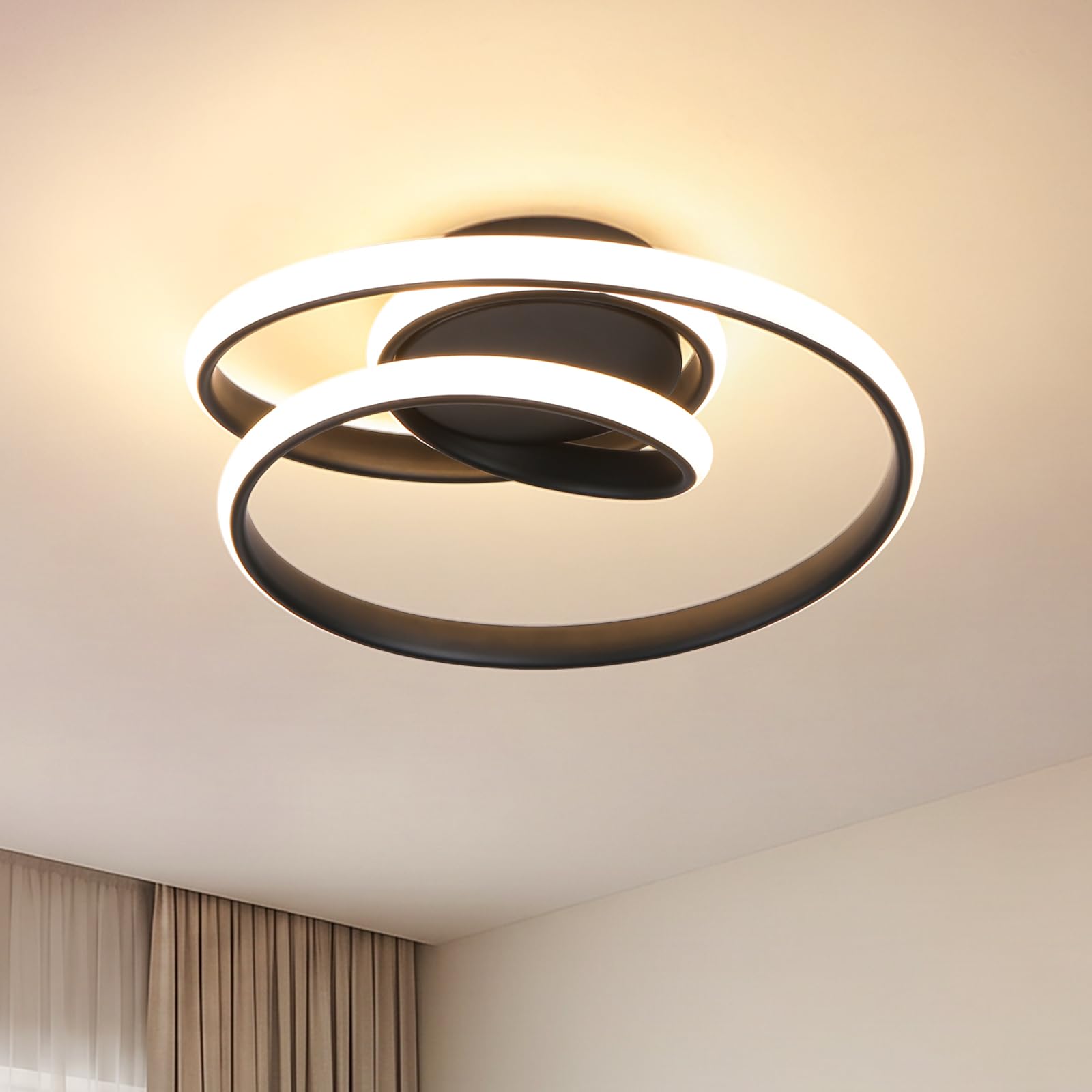 Modern LED Ceiling Light,37W 2639LM Creative Spiral Design Warm White 3000K