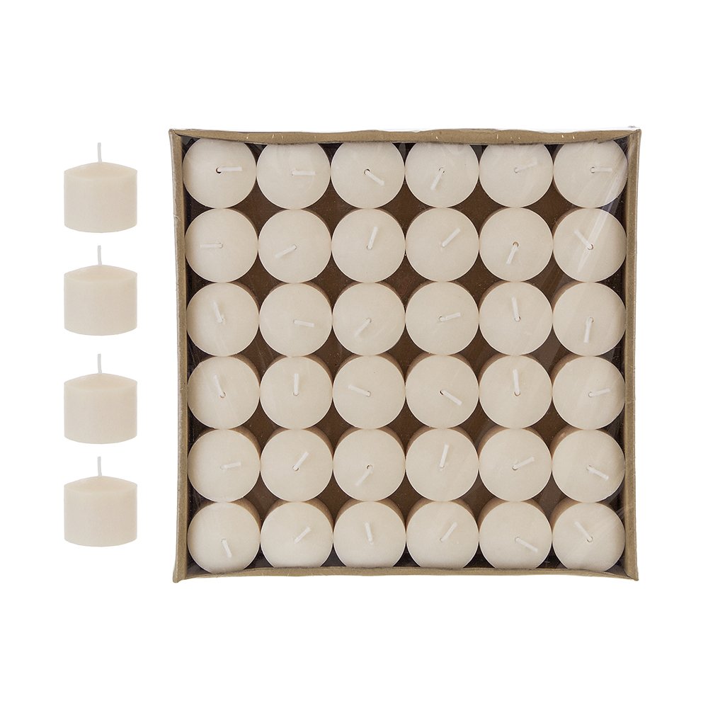 Mega Candles 72 pcs Unscented Ivory Votive Candles, Pressed Wax Candle 10 Hours 1.5 Inch x 1.38 Inch, Home Décor, Wedding Receptions, Baby Showers, Birthdays, Celebrations, Events, Prayers